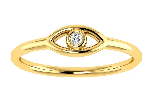 EVIL EYE RING 14K SOLID GOLD 0.05CTW