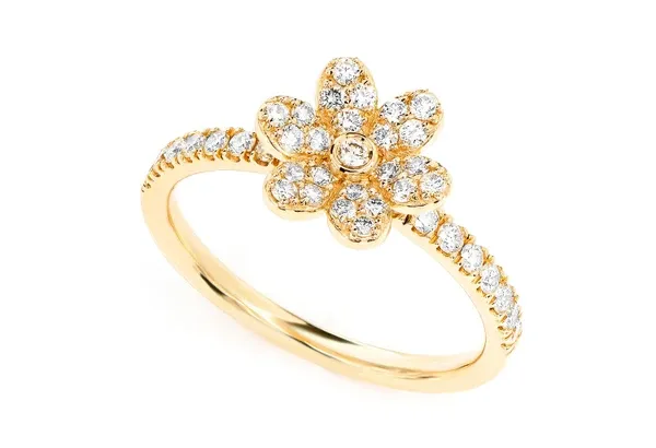 FLOWER DIAMOND RING 14K SOLID GOLD 0.50CTW