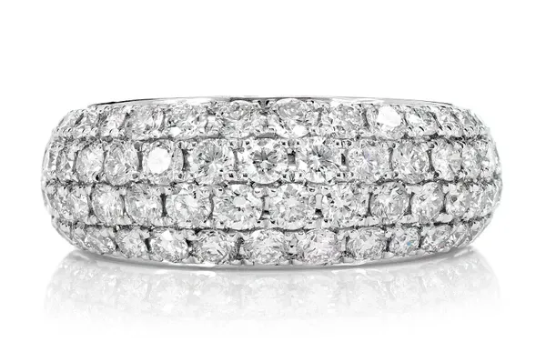 FOUR ROW BUBBLY DIAMOND BAND RING PLATINUM 1.85CTW