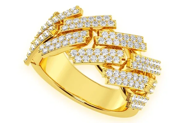 JAGGED MIAMI CUBAN DIAMOND RING 14K SOLID GOLD 1.45CTW