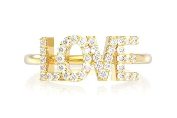 LOVE DIAMOND RING 14K SOLID GOLD 0.15CTW