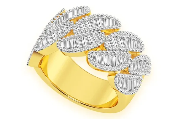 MIAMI CUBAN BAGUETTE DIAMOND RING 14K SOLID GOLD 1.30CTW