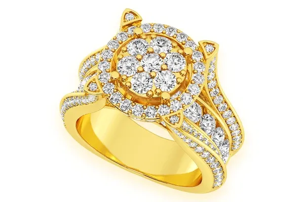 MOSAIC CLUSTER DIAMOND RING 14K SOLID GOLD 3.35CTW