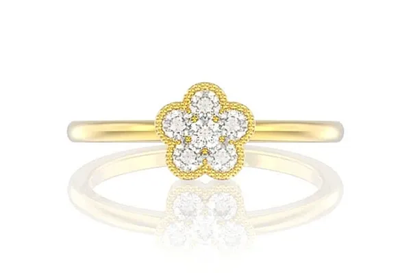DIAMOND MILGRAIN CLOVER ENGAGEMENT RING - ALL NATURAL - 0.25CTW