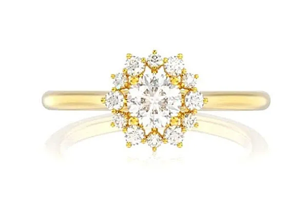 0.45CTW FLOWER BURST - DIAMOND ENGAGEMENT RING - ALL NATURAL