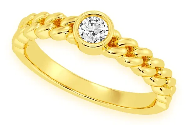 MIAMI CUBAN BEZEL SET DIAMOND RING 14K SOLID GOLD
