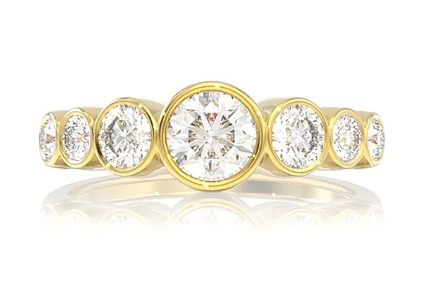 7 BEZEL SET DIAMOND ENGAGEMENT RING - ALL NATURAL - 1.20CTW