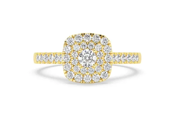 0.50CTW THREE LAYER SQUARE- DIAMOND ENGAGEMENT RING - ALL NATURAL