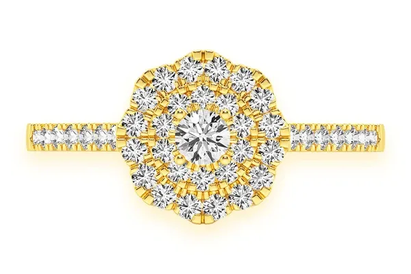 0.50CTW SINGLE BAND FLOWER DIAMOND ENGAGEMENT RING - ALL NATURAL