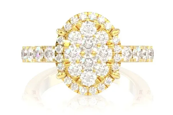 1.00CTW - OVAL CLUSTER HALO - DIAMOND ENGAGEMENT RING - ALL NATURAL