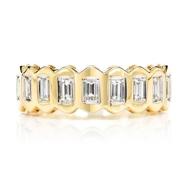 NINE STONE BAGUETTE BEZEL SET DIAMOND BAND RING 14K SOLID GOLD 0.55CTW