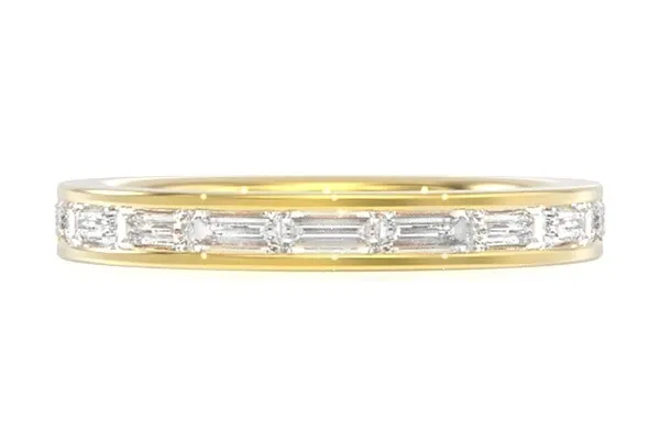 ONE ROW BAGUETTE CHANNEL DIAMOND BAND 14K SOLID GOLD 0.65CTW