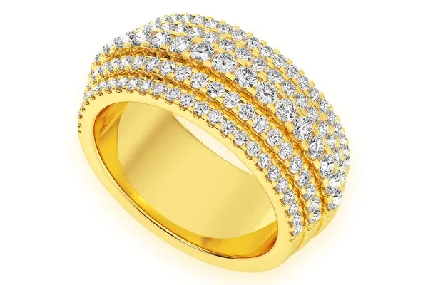 5 ROW ROUND DIAMOND BAND 14K SOLID GOLD 2.00CTW