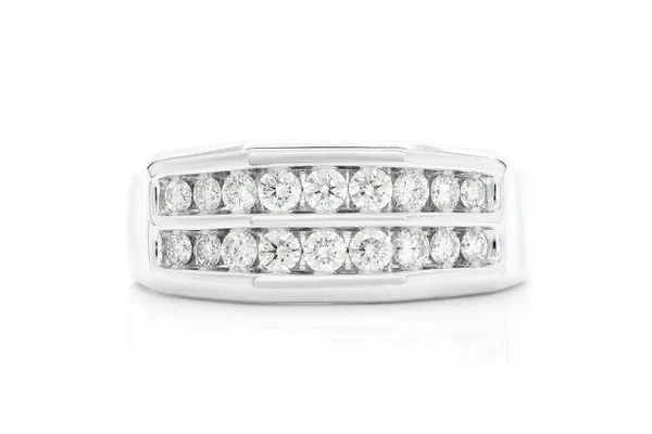 TWO ROW CHANNEL SET DIAMOND BAND 14K SOLID GOLD 0.75CTW