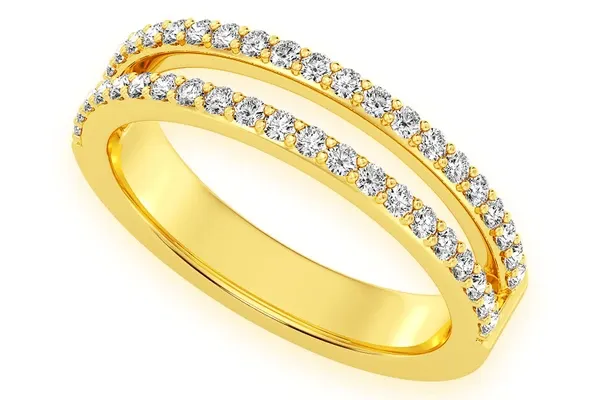 DOUBLE ROW DIAMOND BAND 14K SOLID GOLD 0.25CTW