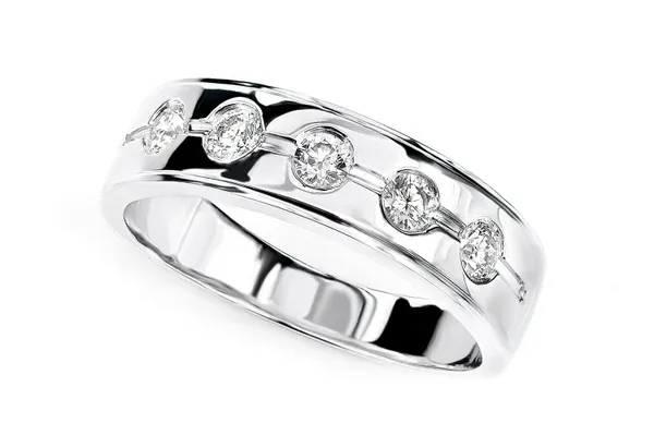 5 STONE GYPSY SET DIAMOND BAND 14K SOLID GOLD 0.50CTW