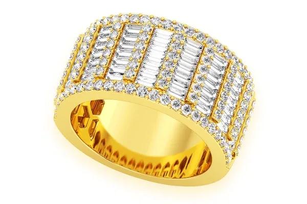 SUPER BAGUETTE &amp; ROUND DIAMOND BAND 14K SOLID GOLD 2.75CTW