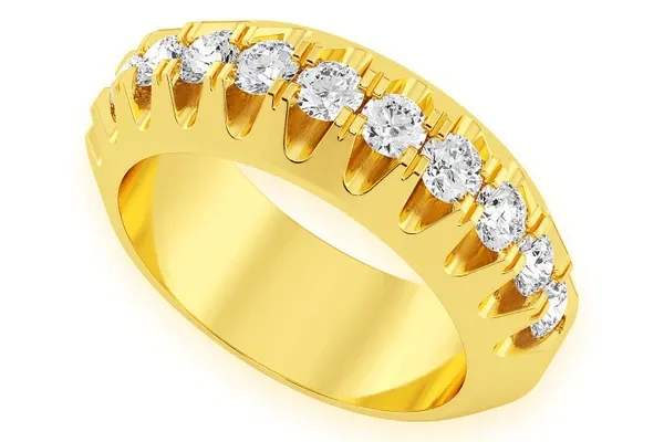 PYRAMID DIAMOND BAND 14K SOLID GOLD 1.25CTW