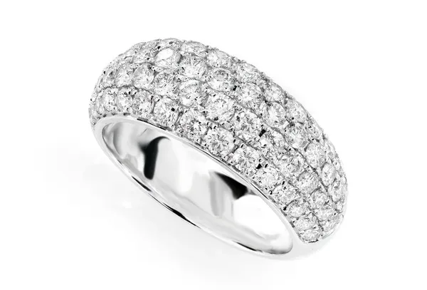 FOUR ROW BUBBLY DIAMOND BAND RING PLATINUM 1.85CTW