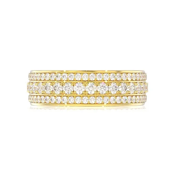 THREE ROW DIAMOND RING 14K GOLD 1.00CTW