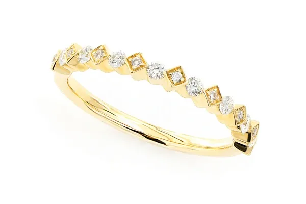 STACKABLE DIAMOND WEDDING BAND 14K SOLID GOLD 0.20CTW