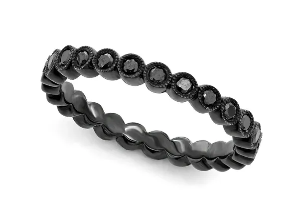 BLACK DIAMOND STACKABLE BAND 14K SOLID GOLD 0.20CTW