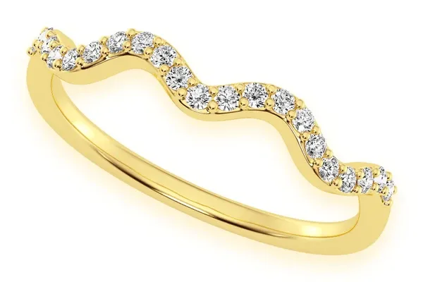 WAVY DIAMOND RING 14K SOLID GOLD 0.10CTW