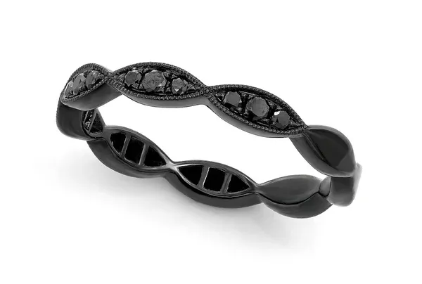 BLACK DIAMOND STACKABLE BAND 14K SOLID GOLD 0.25CTW