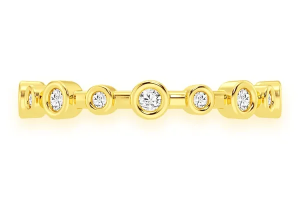 TWO SIZE BEZEL DIAMOND BAND 14K SOLID GOLD