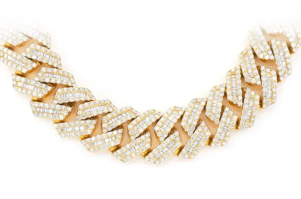 21MM BAGUETTE MIAMI CUBAN DIAMOND NECKLACE 14K SOLID GOLD 59.50CTW