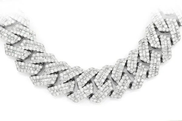 19MM RAISED BAGUETTE DIAMOND CUBAN LINK NECKLACE 14K SOLID GOLD 49.80CTW