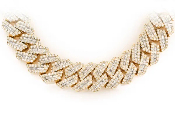 23MM RAISED BAGUETTE MIAMI CUBAN LINK DIAMOND NECKLACE 14K SOLID GOLD 82.00CTW