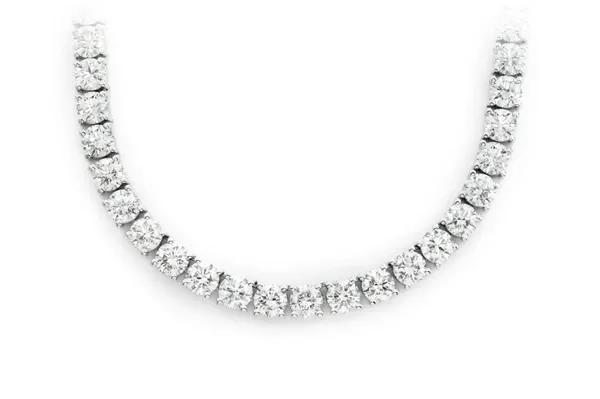 50PT PRONG SET DIAMOND TENNIS NECKLACE 22IN 14K SOLID GOLD 55.00CTW