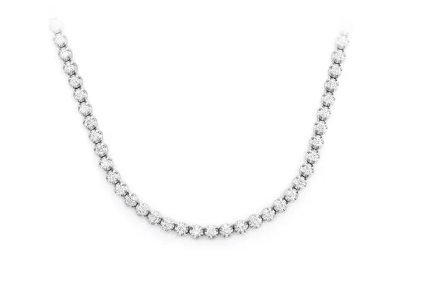 4PT PRONG SET DIAMOND TENNIS NECKLACE 14K SOLID GOLD 6.00CTW