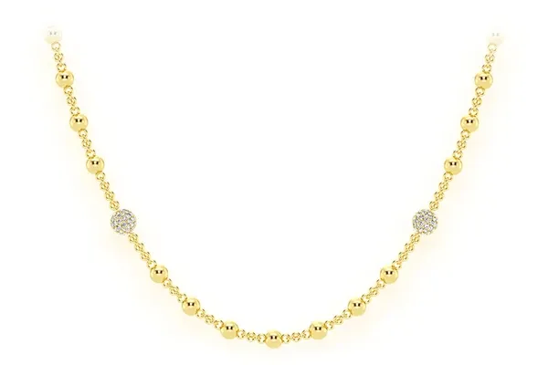 DIAMOND BEAD ROSARY CHAIN 14K SOLID GOLD 2.75CTW