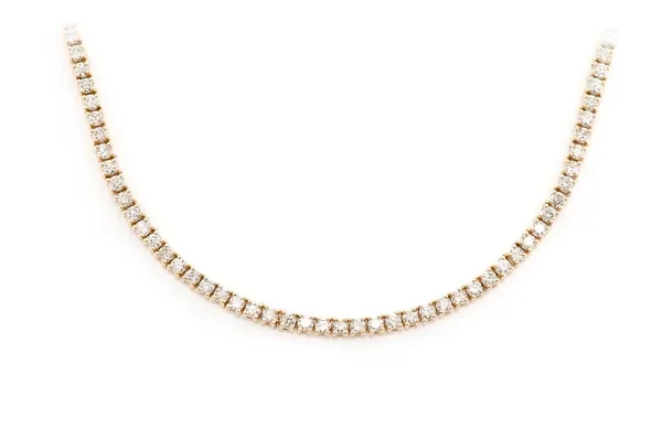 2PT PRONG SET TENNIS NECKLACE 14K SOLID GOLD 5.50CTW