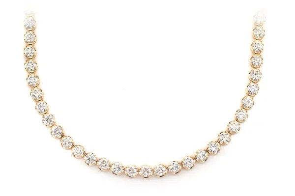 13PT CROWN SET DIAMOND TENNIS NECKLACE 14K SOLID GOLD 16.00CTW