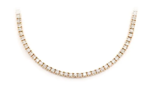 4PT PRONG SET DIAMOND TENNIS NECKLACE 14K SOLID GOLD 8.75CTW