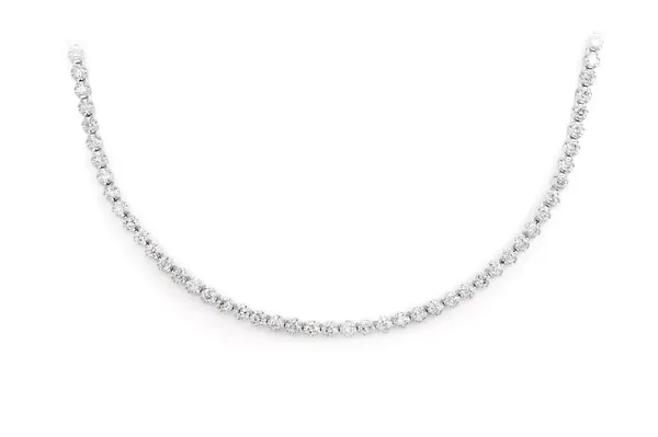 2PT CROWN SET DIAMOND TENNIS NECKLACE 14K SOLID GOLD 4.00CTW
