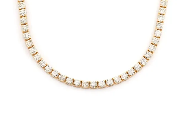 15PT PRONG SET TENNIS NECKLACE 14K SOLID GOLD 22.00CTW