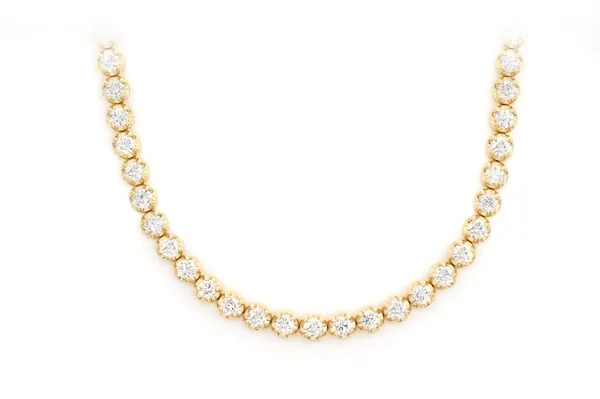 10PT CROWN SET DIAMOND TENNIS NECKLACE 14K SOLID GOLD 12.50CTW
