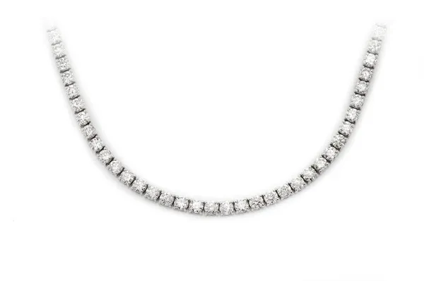 12PT PRONG SET DIAMOND TENNIS NECKLACE 14K SOLID GOLD 20.00CTW
