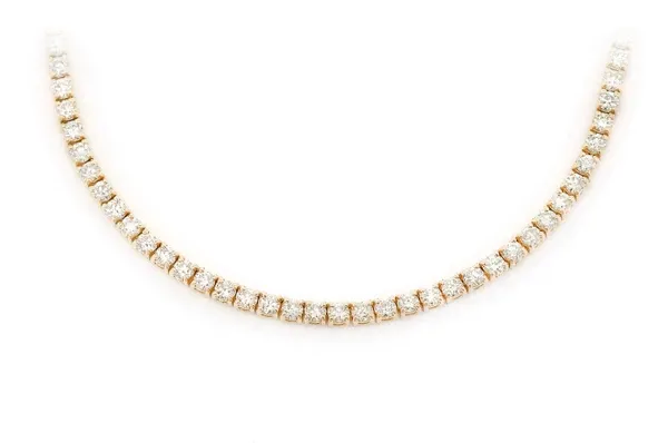 6PT PRONG SET DIAMOND TENNIS NECKLACE 14K SOLID GOLD 10.50CTW