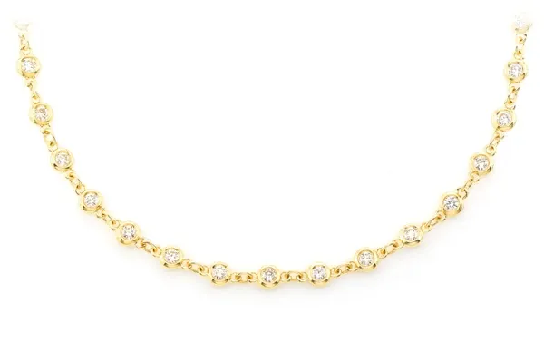 ETERNITY ROUND BEZEL SET DIAMOND NECKLACE 14K SOLID GOLD 2.25CTW