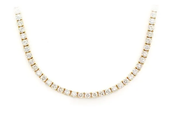 5PT PRONG SET DIAMOND TENNIS NECKLACE 14K SOLID GOLD 11.00CTW