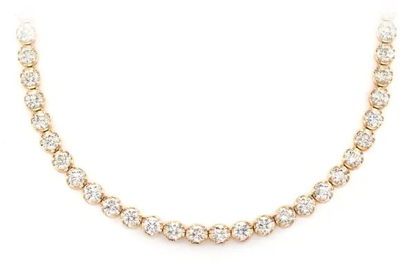 13PT CROWN SET DIAMOND TENNIS NECKLACE 14K SOLID GOLD 16.00CTW