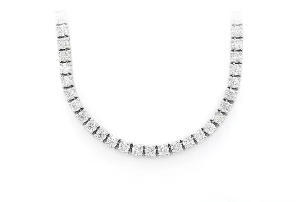 17PT PRONG SET DIAMOND TENNIS NECKLACE 14K SOLID GOLD 24.00CTW