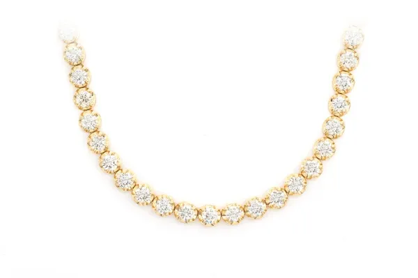 12PT CROWN SET DIAMOND TENNIS NECKLACE 14K SOLID GOLD 14.00CTW