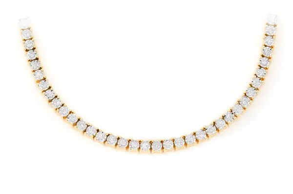 2PT MIRACLE SET DIAMOND NECKLACE 14K SOLID GOLD 4.00CTW