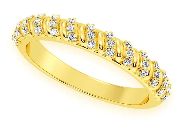 ROPE DIAMOND BAND 14K SOLID GOLD 0.20CTW